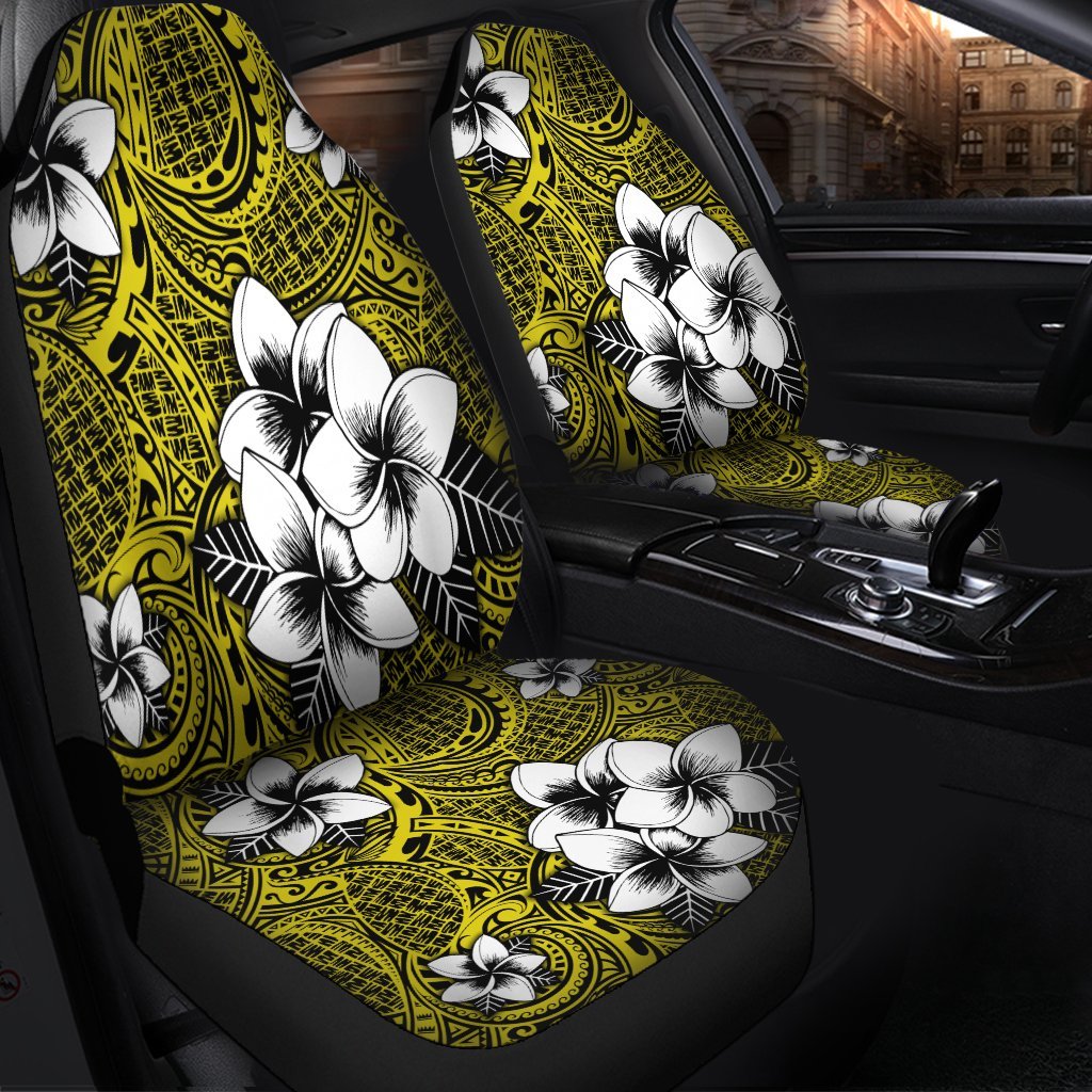 Hawaiian Plumeria Tribe Yellow Polynesian Car Seat Covers AH - Polynesian Pride