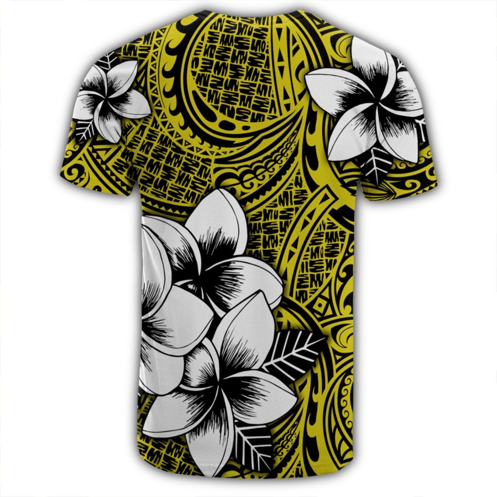 Hawaiian Plumeria Tribe Yellow Polynesian T Shirt AH - Polynesian Pride