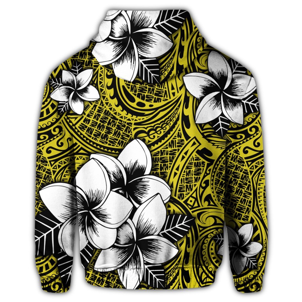 Hawaiian Plumeria Tribe Yellow Polynesian Zip Hoodie - Polynesian Pride