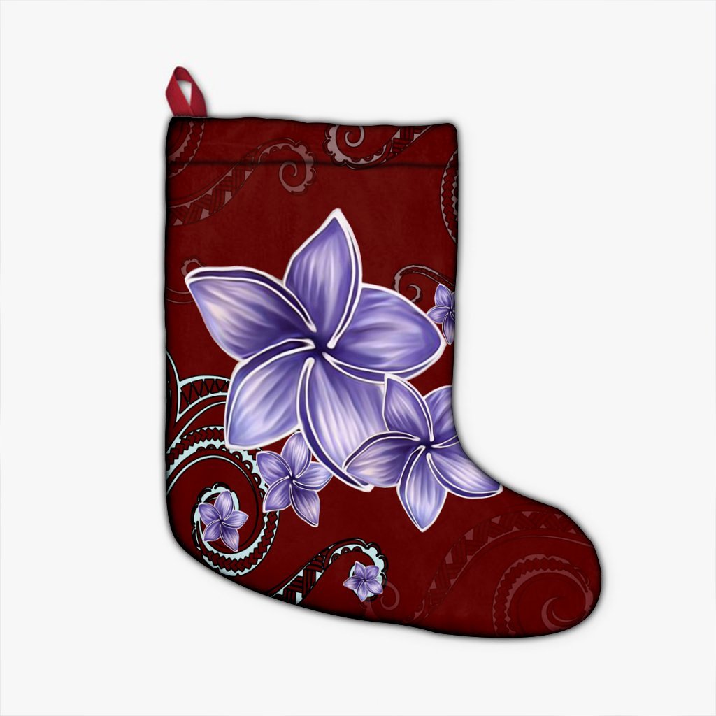 Hawaiian Plumeria Violet Polynesian Red Christmas Stocking - AH Christmas Stocking 26 X 42 cm Black - Polynesian Pride