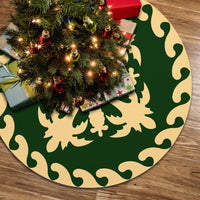 Hawaiian Quilt Pattern Coconut Lovely Tree Skirt - Green Beige - AH 85x85 cm Green Tree Skirt - Polynesian Pride