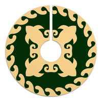 Hawaiian Quilt Pattern Fish Tree Skirt - Green Beige - AH - Polynesian Pride