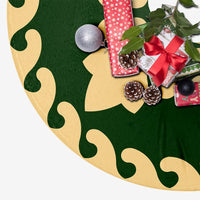 Hawaiian Quilt Pattern Flower Buds Polynesian Tree Skirt - Green Beige - AH - Polynesian Pride