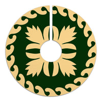 Hawaiian Quilt Pattern Flower Hula Tree Skirt - Green Beige - AH - Polynesian Pride