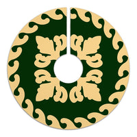 Hawaiian Quilt Pattern Flower Proudly Tree Skirt - Green Beige - AH - Polynesian Pride