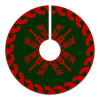 Hawaiian Quilt Pattern Guitar Tree Skirt - Red Green - AH - Polynesian Pride