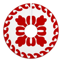 Hawaiian Quilt Pattern Heart Polynesian Tree Skirt - Red White - AH - Polynesian Pride