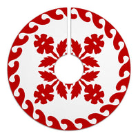 Hawaiian Quilt Pattern Hibiscus Flower Tree Skirt - Red White - AH - Polynesian Pride