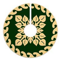 Hawaiian Quilt Pattern Palm Dance Tree Skirt - Green Beige - AH - Polynesian Pride