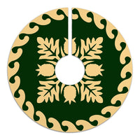 Hawaiian Quilt Pattern Palm Tree And Pineaple Tree Skirt - Green Beige - AH - Polynesian Pride