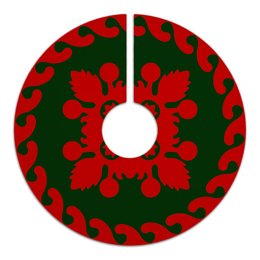 Hawaiian Quilt Pattern Palm Tree Skirt - Red Green - AH - Polynesian Pride