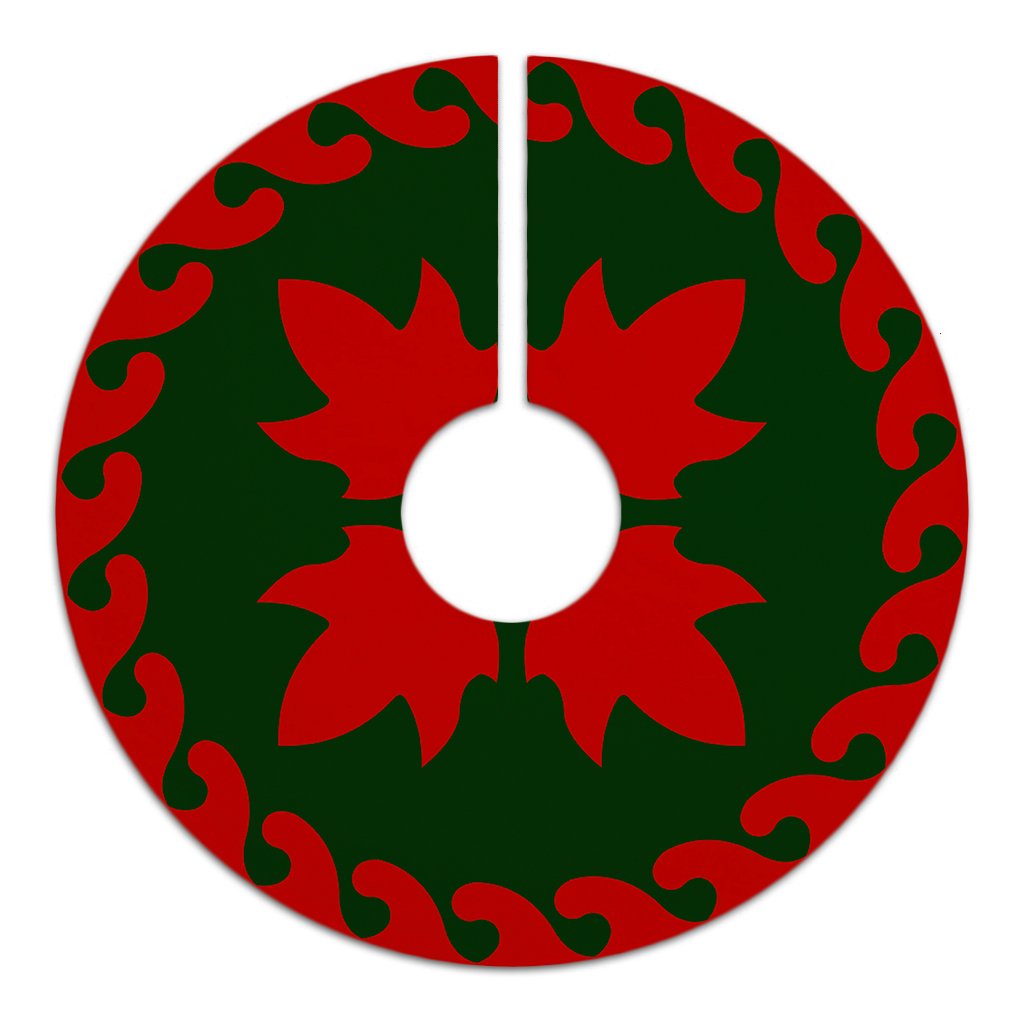Hawaiian Quilt Pattern Palm Tree Swell Tree Skirt - Red Green - AH - Polynesian Pride