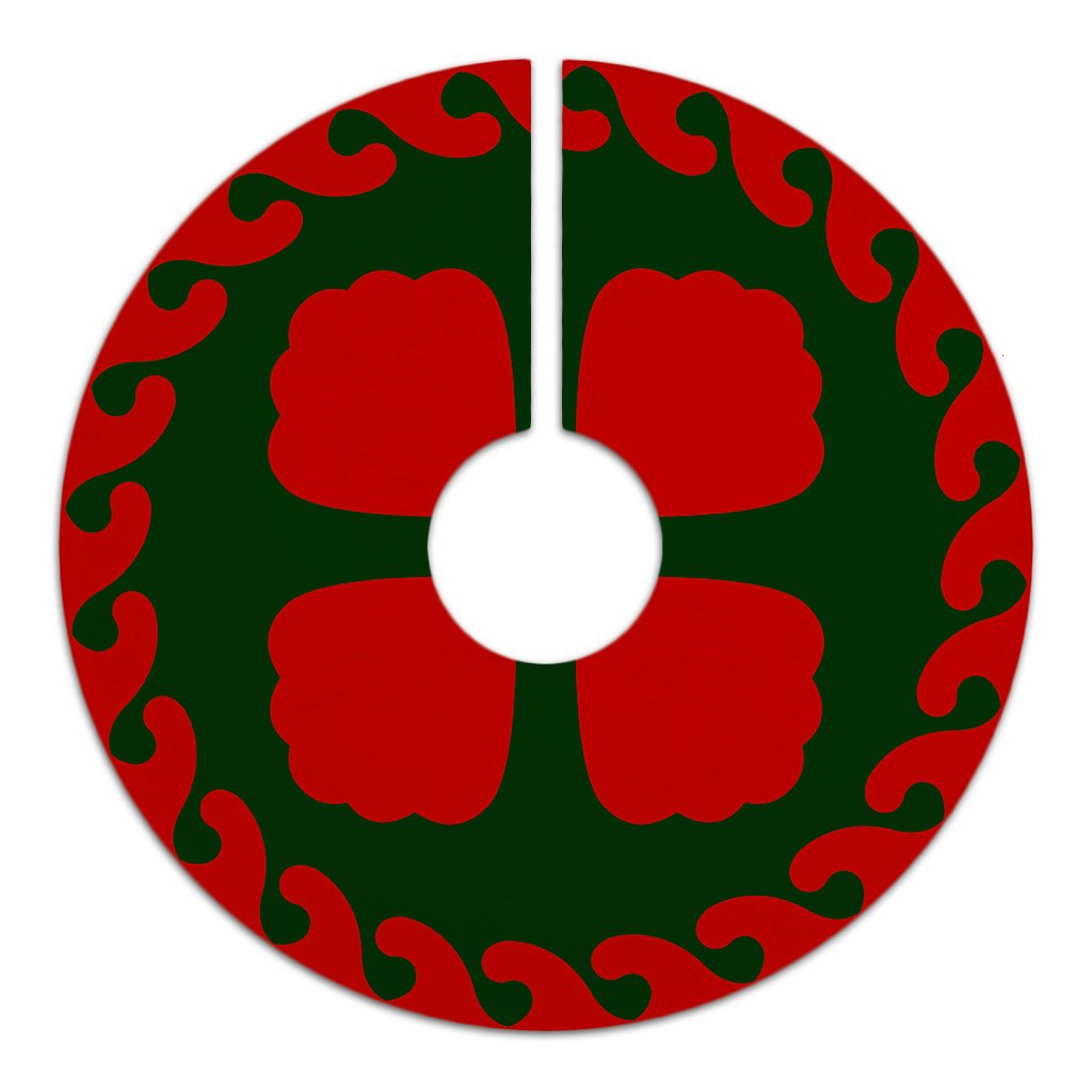 Hawaiian Quilt Pattern Pearl Tree Skirt - Red Green - AH - Polynesian Pride