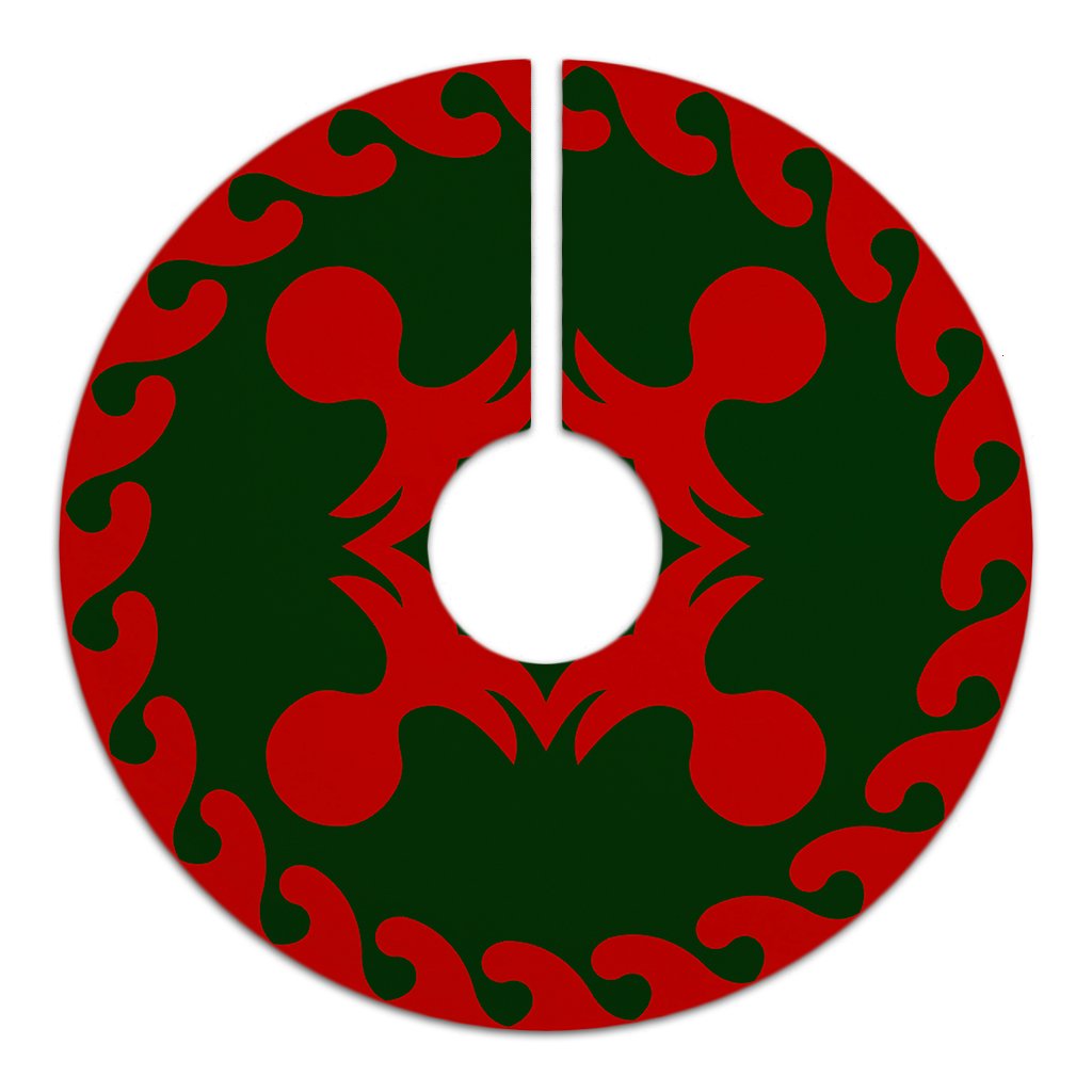 Hawaiian Quilt Pattern Pineapple 2 Tree Skirt - Red Green - AH - Polynesian Pride