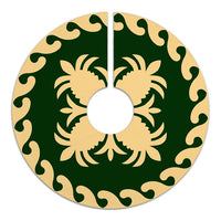 Hawaiian Quilt Pattern Pineapple Tree Skirt - Green Beige - AH - Polynesian Pride