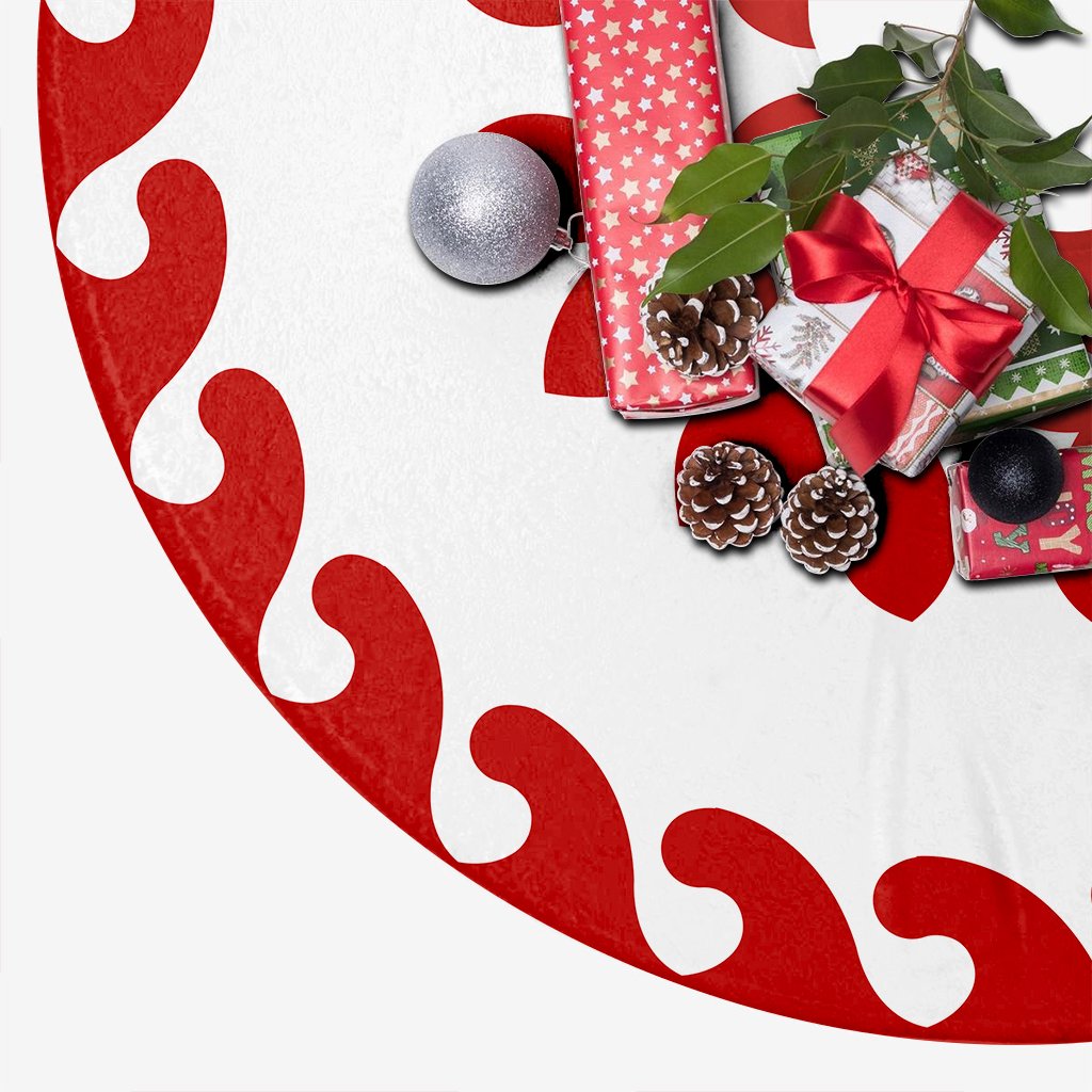 Hawaiian Quilt Pattern Plumeria Dreamcatcher Polynesian Tree Skirt - Red White - AH - Polynesian Pride