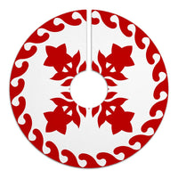 Hawaiian Quilt Pattern Star Flower Tree Skirt - Red White - AH - Polynesian Pride