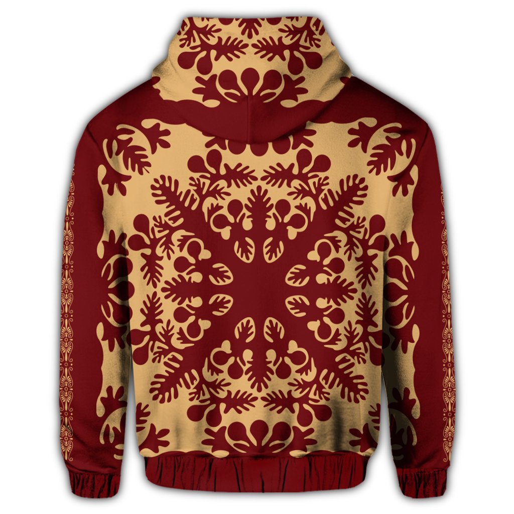 Hawaiian Quilt Vintage Zip Hoodie - Polynesian Pride