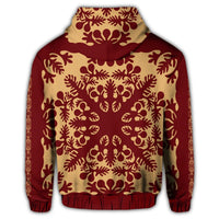 Hawaiian Quilt Vintage Zip Hoodie - Polynesian Pride