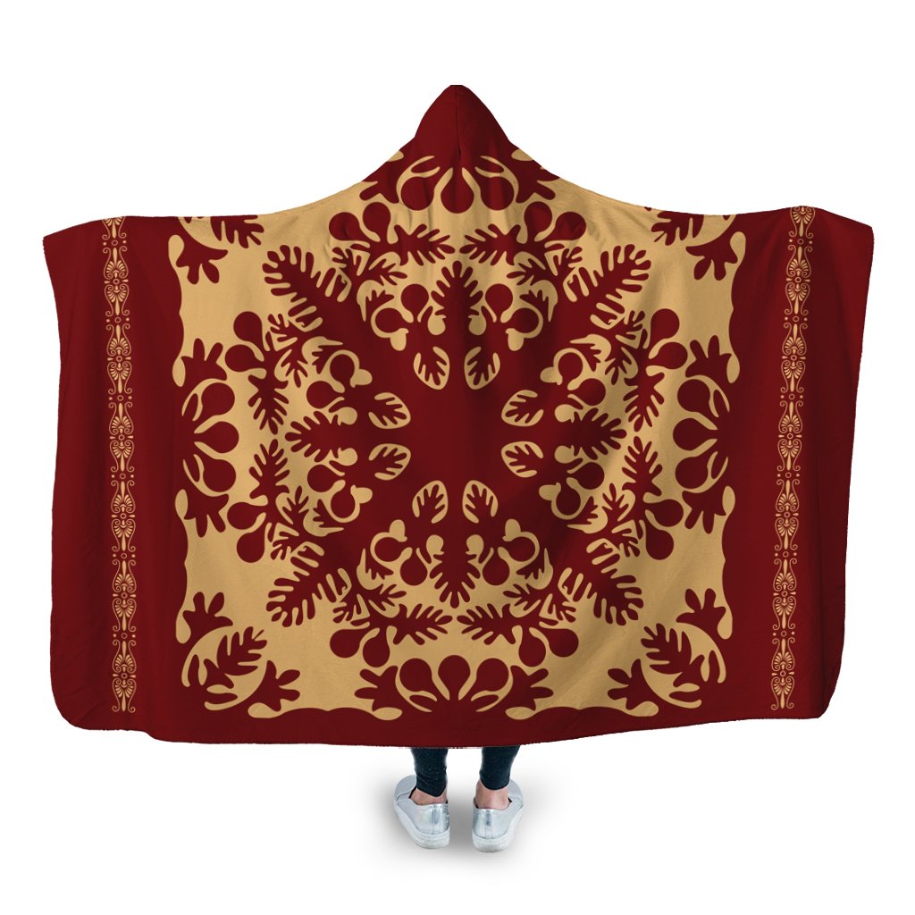 Hawaiian Quilt Vintage Hooded Blanket - AH Hooded Blanket White - Polynesian Pride