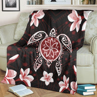 Hawaiian Reddie Turtle Plumeria Premium Blankets AH - Polynesian Pride