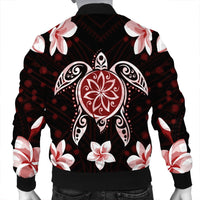 Hawaiian Reddie Turtle Plumeria Bomber Jacket AH - Polynesian Pride