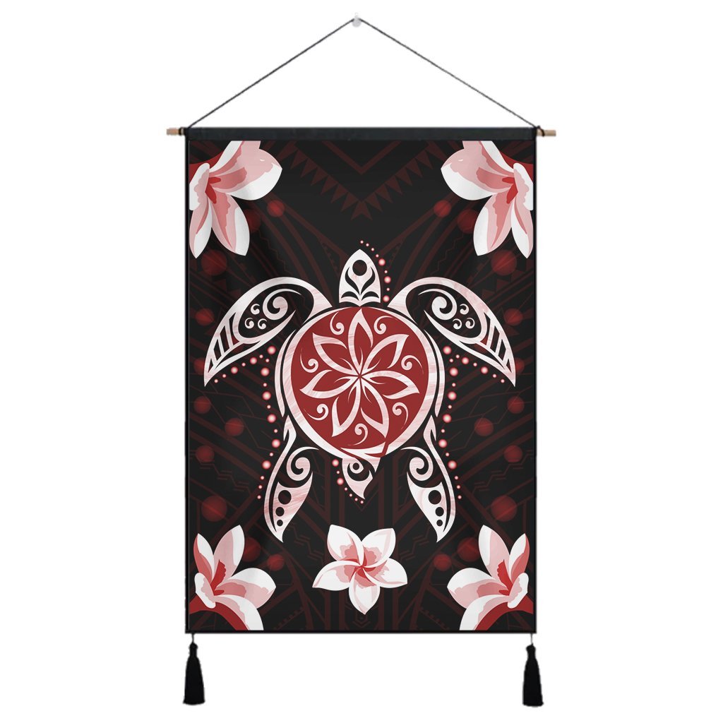 Hawaiian Reddie Turtle Plumeria Hanging Poster AH Hanging Poster Cotton And Linen - Polynesian Pride