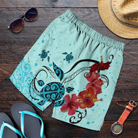Hawaiian Sea Turtle Hibiscus Brilliant Polynesian Men's Shorts - AH Art - Polynesian Pride