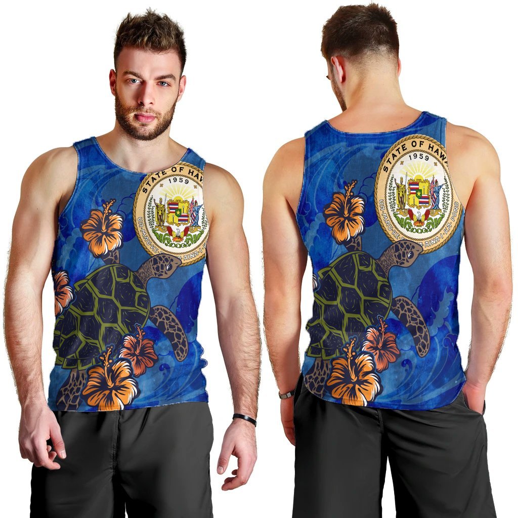 Hawaiian Seal Of Hawaii Hibiscus Ocean Turtle Polynesian Tank Top - AH - Polynesian Pride