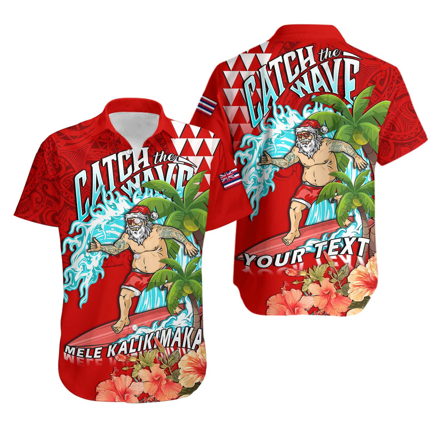 (Custom Personalised) Hawaii Mele Kalikimaka Hawaiian Shirt Santa Claus Surfing Xmas Time LT9 - Polynesian Pride