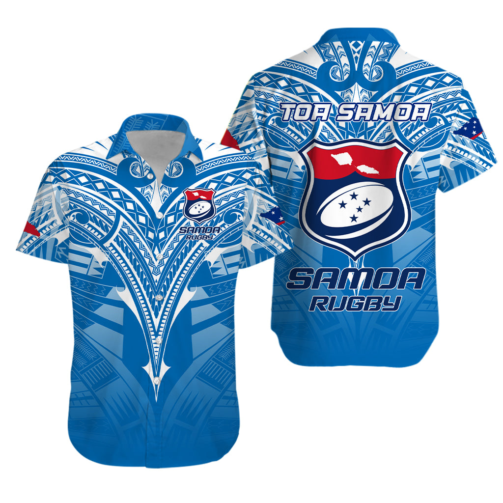 Samoa Rugby Toa Samoa Blue Style Hawaiian Shirt - LT2 Unisex BLUE - Polynesian Pride