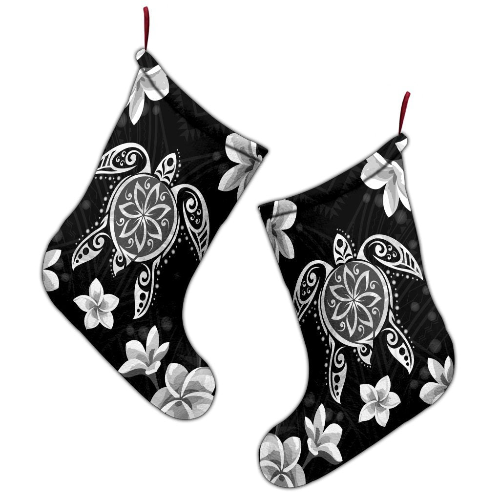 Hawaiian Silver Turtle Plumeria Christmas Stocking AH - Polynesian Pride