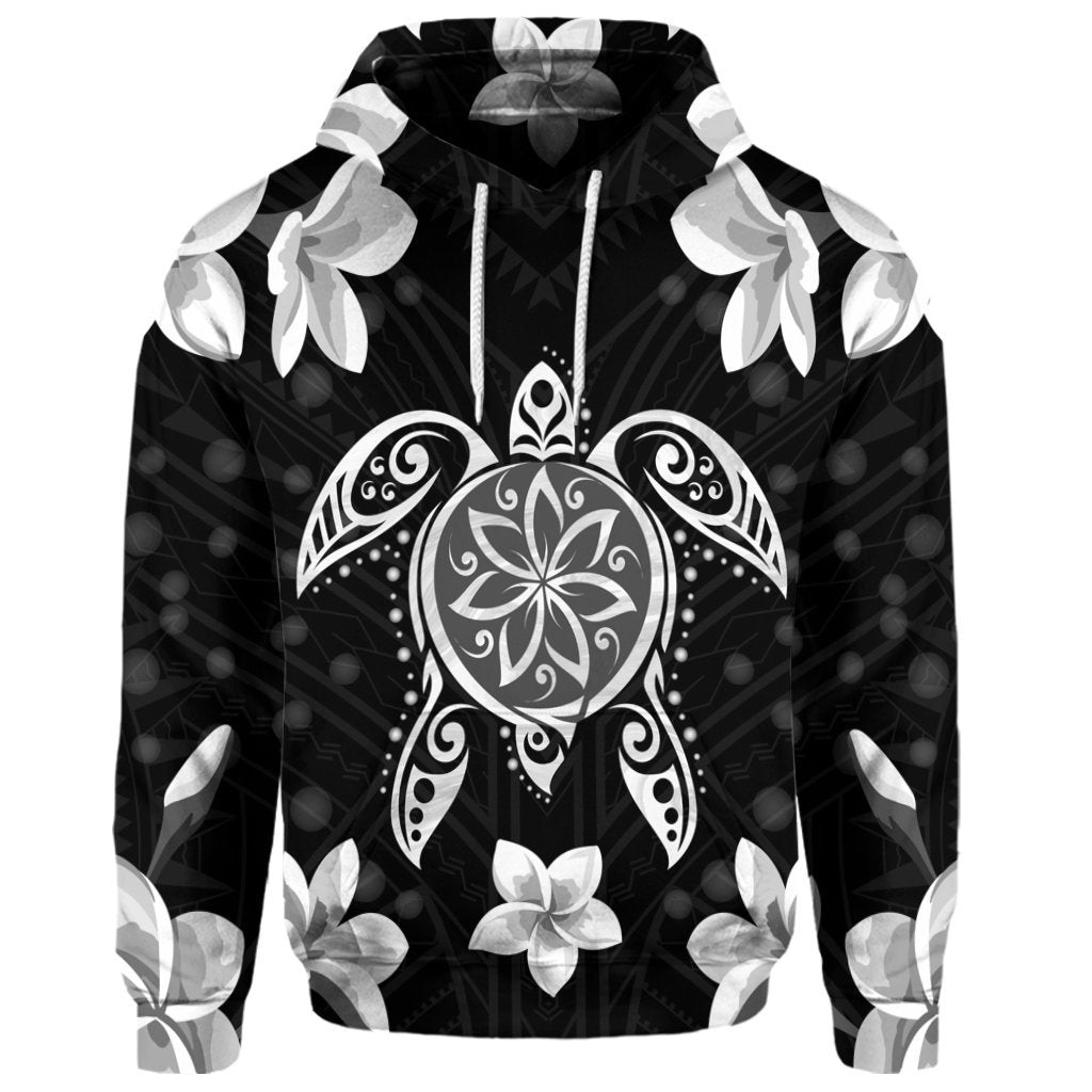 Custom Hawaiian Silver Turtle Plumeria Hoodie - Polynesian Pride