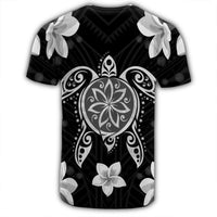 Hawaiian Silver Turtle Plumeria T Shirt AH - Polynesian Pride