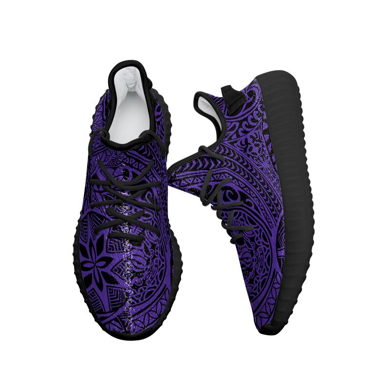 Hawaiian Sneakers YZ Polynesian Hawaiian Style Tribal Tattoo Violet AH - Polynesian Pride