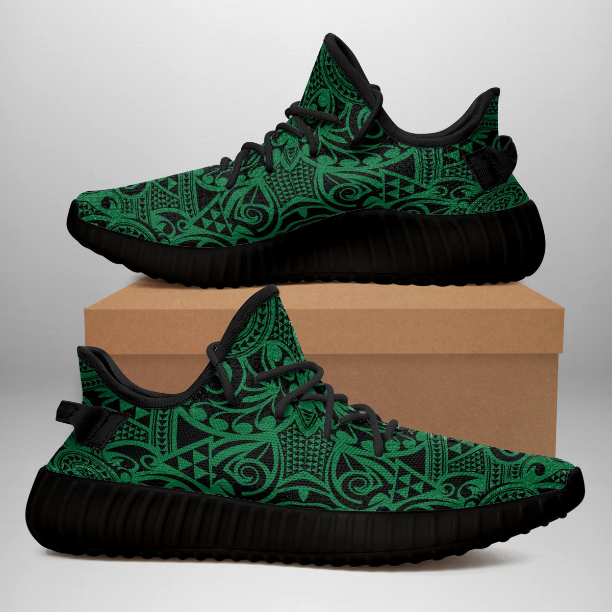 Hawaiian Sneakers YZ Polynesian Kakau Turtle Green AH - Polynesian Pride