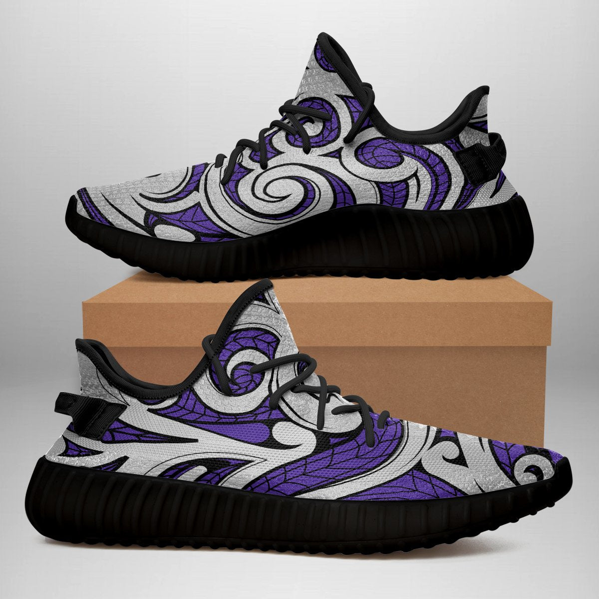 Hawaiian Sneakers YZ Polynesian Maori Ethnic Ornament Violet AH - Polynesian Pride