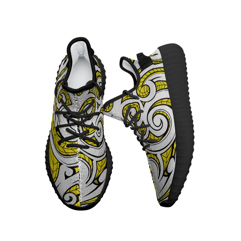 Hawaiian Sneakers YZ Polynesian Maori Ethnic Ornament Yellow AH - Polynesian Pride