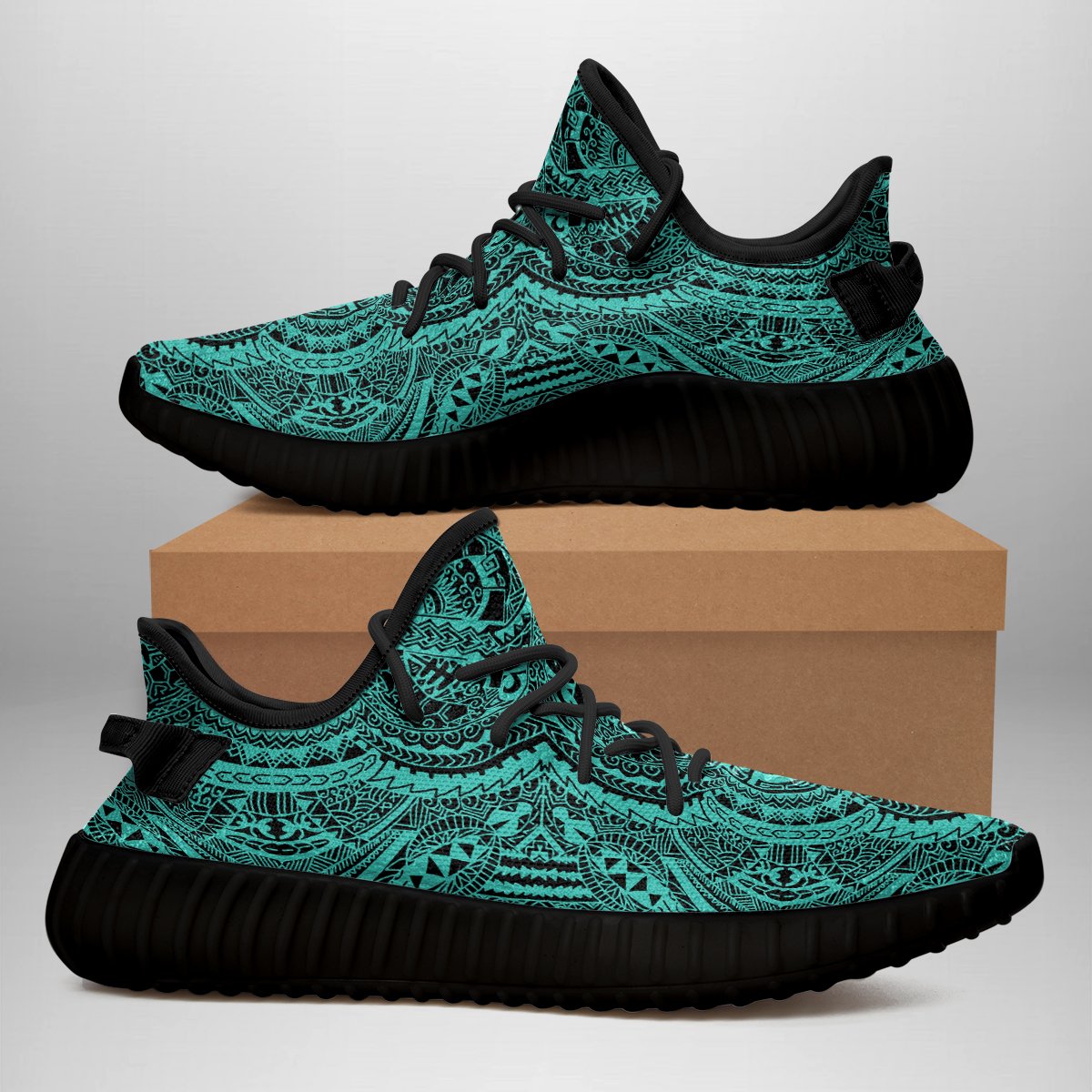 Hawaiian Sneakers YZ Polynesian Symmetry Turquoise AH - Polynesian Pride