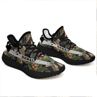Hawaiian Sneakers YZ Tropical Floral Vintage Strelitzia Flower Banana Leaves Black - Polynesian Pride