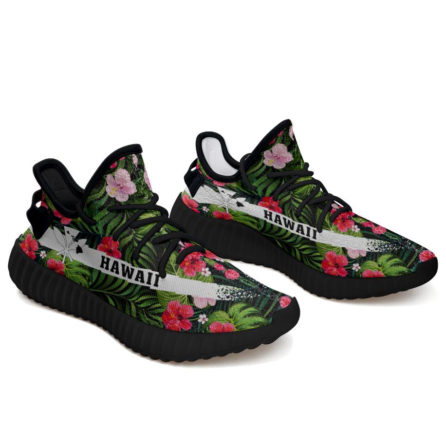 Hawaiian Sneakers YZ Tropical Flower Black - Polynesian Pride