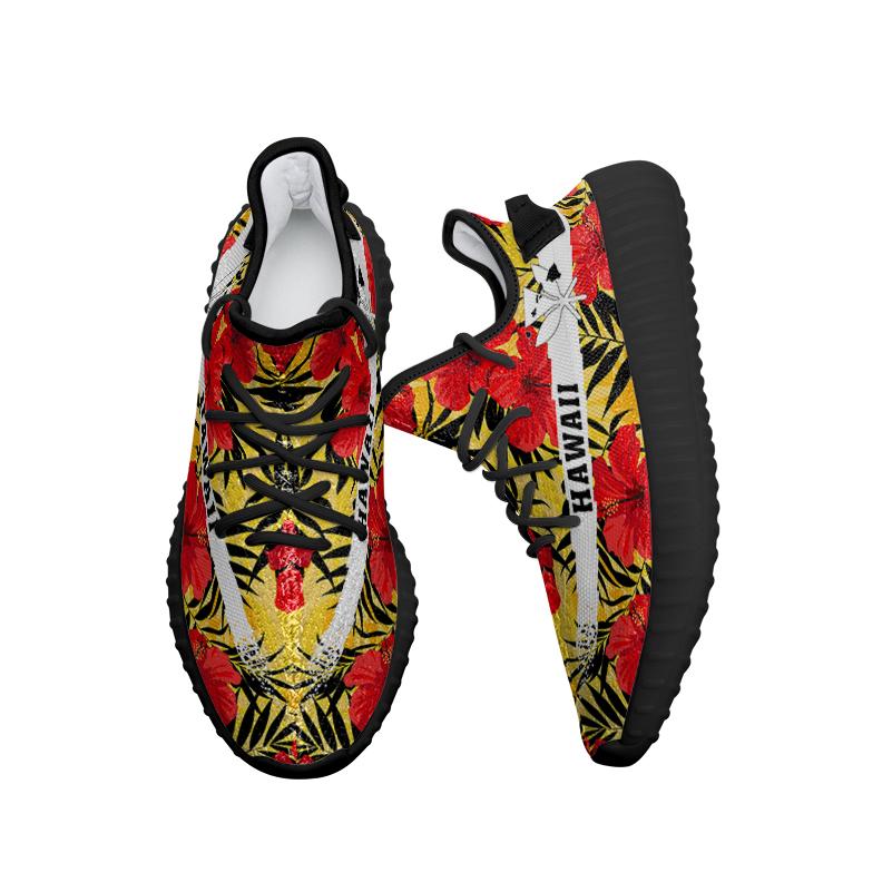 Hawaiian Sneakers YZ Tropical Flowers And Palm Leaves - Polynesian Pride