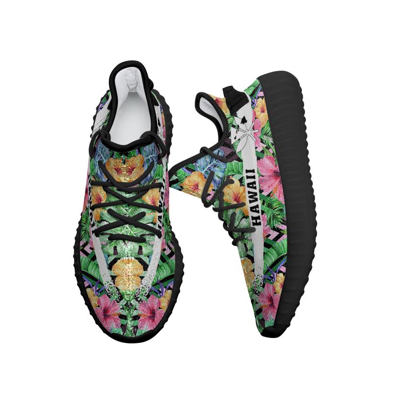 Hawaiian Sneakers YZ Tropical Hibiscus Banana Leafs - Polynesian Pride