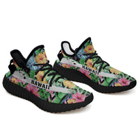 Hawaiian Sneakers YZ Tropical Hibiscus Banana Leafs Black - Polynesian Pride