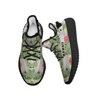 Hawaiian Sneakers YZ Tropical Hibiscus Plumeria Green - Polynesian Pride
