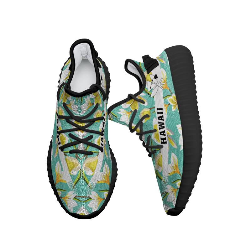 Hawaiian Sneakers YZ Tropical Plumeria Blue - Polynesian Pride