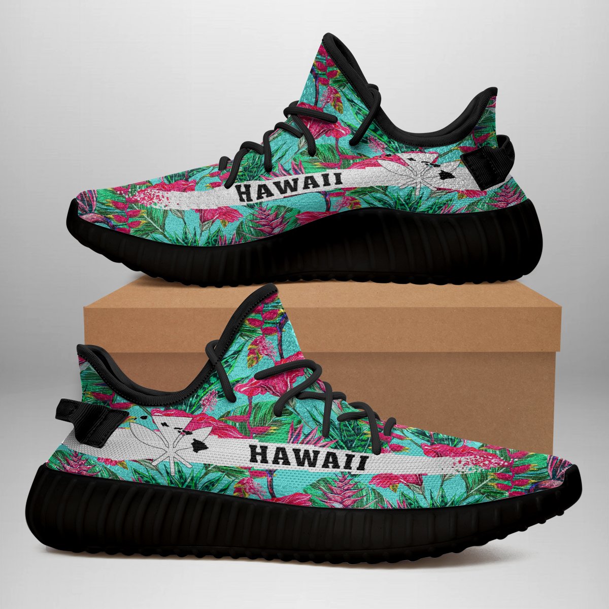 Hawaiian Sneakers YZ Tropical Strelitzia Blue - Polynesian Pride