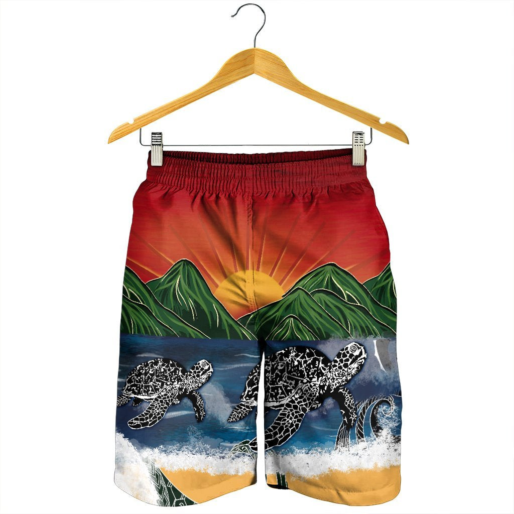 Hawaiian Sunset Ocean Turtle Men's Shorts - AH - Polynesian Pride