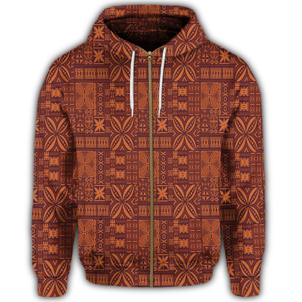 Hawaiian Traditional Aboriginal Pattern Polynesian Zip Hoodie - Polynesian Pride