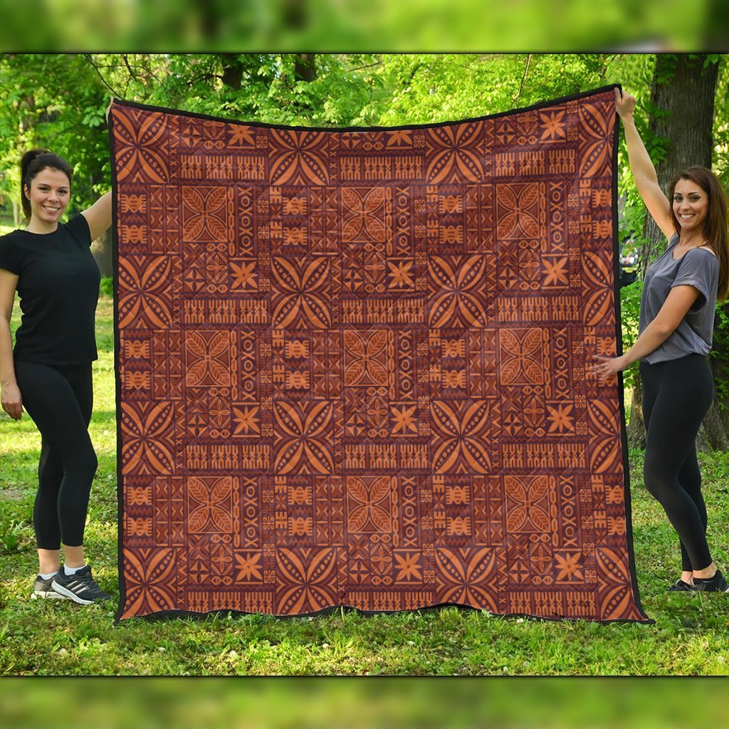 Hawaiian Traditional Aboriginal Pattern Polynesian Premium Quilts - AH Black - Polynesian Pride